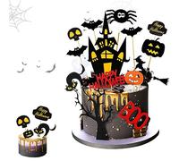 15 Pièces Halloween Cupcake et Gâteau Topper, Décoration de Citrouille, Accessoires pour Desserts et Fête