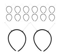 15 Pièces Kit de Bandeaux à Ressort Noirs Diy, Style Classique | Pp, Peluche et Fer, Surface Lisse, Confort Réglable et Léger, pour Costumes, Fêtes et Coiffes