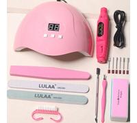 15 pièces Kit de Manucure avec Lampe UV, Dissolvant de Vernis à Ongles et Meuleuse, Repoussoir de Cuticules, Brosse à Poussière, Lime à Ongles, Fourchette pour Peau Morte. Meilleur Cadeau pour les Fil