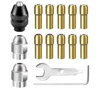 15 Pièces Mandrin Auto-Serre Compatible Dremel Kit, Remplacement 4486 4485 avec Pince de Serrage en Laiton 0,8 à 3,2 mm, Écrou Métal, Clé Universelle, Accessoires pour Outil Rotatif Multifonction