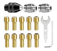 15 Pièces Mandrin Compatible avec Dremel, Accessoires pour Outil Rotatif, 0,8mm à 3,2mm Remplacement 4486 Mandrin à Changement Rapide, Remplacement 4485 Pince de serrage en laiton Écrou metal