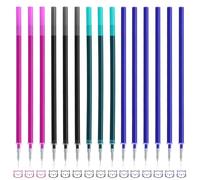 15 Pièces Mines de rechange effaçables, compatibles avec Legami，6 bleues, 3 noires, 3 violettes, 3 turquoises, 0,7mm Encre thermosensible effaçable pour notes créatives/écriture