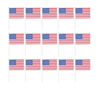 15 Pièces Mini Drapeaux Américains à Bâtons, 14x21cm, Légers | Plastique et Tissu, Couleurs , Résistent la Décoloration, pour Veterans Day et Independence Supplies