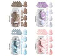 15 pièces Mini Set d'éponges cosmétiques style pot de miel - 4 grandes éponges de maquillage, 4 houppettes poudre en forme d'éventail, 4 mini éponges de maquillage et 3 houppettes à coussin d'air avec