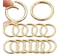 15 Pièces Mousqueton Rond,Cercle en Métal 40 MM Avec Ouverture à Ressort,Parfait pour DéCorer Les Sacs à Dos,Les Pinces à Billets,Les Clés et Les Travaux Manuels(Couleur Or)