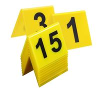 15 Pièces Panneau de Table Réservée Jaune en Plastique | Affichage Clair du Numéro, Réutilisable, Style Minimaliste, pour Jeu D’enquête et Soirée, Lot Pratique
