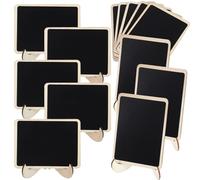 15 Pièces Petit Tableau Noir de Table en Pvc et Bois