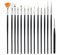 15 Pièces Pinceau Nail Art Ongles, Pinceau Ongle Gel avec Dotting Tool,Pinceau Gel UV Construction,Pinceau Acrylique Ongle Pinceau Liner Nail Art Pour DIY Nail Art Designs-Noirs