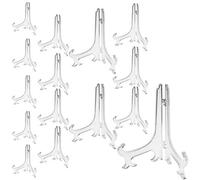 15 Pieces Plastique Transparent chevalets ou plaque de support, YuCool Petit Chevalet de Table Porte Plat Pliable Support Photo Porte Assiette Décoratif-4/5/6/7/8 Inch Tall-Plastique Transparent
