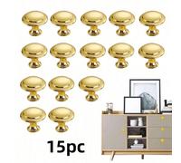 15 pièces Poignées de traction minimalistes à un trou, boutons d'armoire, de tiroir et d'armoire en acier inoxydable doré moderne, de style champignon rond Or foncé 6pc,Or foncé 15pc,Noir 15 pièces,Lo