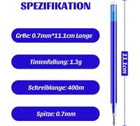 15 Pièces Recharges De Remplacement,Compatibles Avec Pilot Fr-Xion,Bleues,0.7 Mm,Stylo Roller Effaçable,Recharges Remplaçables,Pour Stylo À Bille Et Biros Cliquables