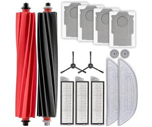 (15 Pièces) S8 MaxV Ultra accessoires compatible avec Roborock S8 MaxV Ultra/ S8 Max Ultra, 2 brosses, 2 brosses latérales, 3 filtres HEPA, 4 sacs à poussière, 2 grands + 2 petits tampons à vadrouille