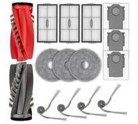 (15 pièces) Saros 10R Kit d'accessoires de rechange pour Roborock Saros 20, Saros 10R, Qrevo CurvX, 2 brosses rotatives, 4 brosses latérales, 3 sacs à poussière, 3 filtres HEPA, 3 serpillères