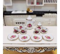 15 pièces/set Service à thé miniature vintage en porcelaine blanche. Théière, tasse, assiette, vaisselle. Éléments de décoration de maison, mobilier. Essentiels de Noël, cadeaux de Noël Taille uniqueA