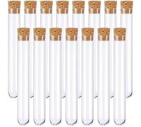 15 Pièces Tube a Essai Plastique,Tube Plastique Transparent,Eprouvette Plastique,Fiole Plastique,Tubes à Essais de Laboratoire,avec Bouchon Liège,pour Plante,Bonbons,Epice,Echantillon,12×75mm
