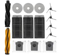 (15 pièces) X50 Ultra Pièces de rechange Pour l'aspirateur robot Dreame X50 Ultra, 2 brosses à rouleau, 4 brosses latérales, 3 sacs à poussière, 3 filtres, 3 tampons de nettoyage, kit d'accessoires
