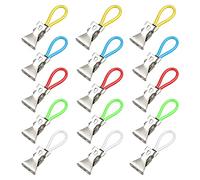 15 Pinces Lot de à Serviettes colorées, Pinces de Salle de Bain, Pinces en métal, Pinces en Fer, Pinces Organisateur pour Cuisine, Salle de Bain, Bureau, Vacances (5 Couleurs)