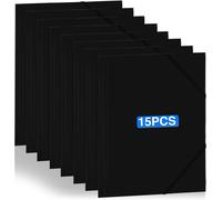 15 Plastic Document Folders With 2 Elastic Strips A4 Corner Clips Ideal For Office Document Storage