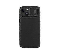 (15 Plus,Black)Compatible with Iphone 15 Nillkin Qin Series Pro Plain Leather Mobile Phone Case
