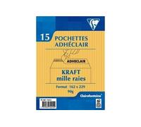 15 pochettes autoadhésives 162 x 229 mm Kraft mille raies 90g