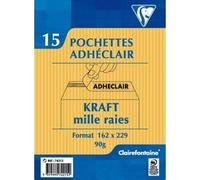 15 pochettes autoadhésives Clairefontaine 162 x 229 mm Kraft mille raies 90g