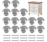15 Poignées de Meuble Argent 27mm, Lot Complet avec Vis Incluses, Boutons Ronds en Acier Inoxydable pour Armoire, Commode et Tiroir, Finition Durable