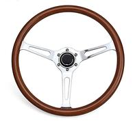 15 Pouces 380mm Bois Massif Universel Classique Vintage Argent Chrome A Parlé Plat Plat Volant De Course (Couleur : 15inch Long Hole)