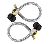 15 Pouces Rv Tuyau Propane Pigtail Avec Manomètre Pour Réservoirs 5-40lb - Tuyau De Propane Tressé En Acier Inoxydable Quick Connect 2 Pack