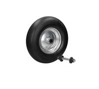 15 Roue de Brouette - Caoutchouc Plein Increvable PU - 4.80/4.00-8 - avec Axe