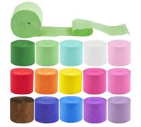 15 Rouleaux Papier Crepon Colorés 4.5cm x 25m Papier Crépon Décoratif Serpentin Mariage Adaptés aux Anniversaires Fêtes Noël Halloween le Mât de Mai Mariages et Projets de Bricolage