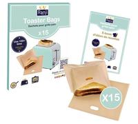 15 Sacs à pain - RANJI® - Toaster Bag - Sacs à grille-pain Réutilisables 100 fois - Anti-adhésif - Température -24°C à 260°C
