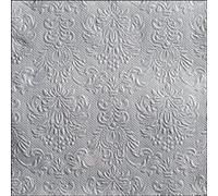 Ambiente Serviettes en papier Elegance Silver – 33 x 33 cm – Argent – Embossées – Mariage/Baptême