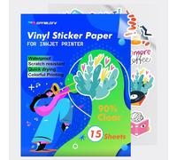 15 Sheets A4 Clear Printable Vinyl For Inkjet Printer [85% Transparent] - Clear Self Adhesive Paper, Transparent Water Repellent Sticker Paper