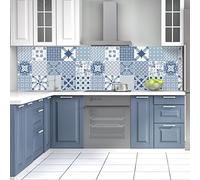 15 Stickers muraux Cuisine - Sticker Mural - Carreaux de Ciment adhésif Mural - Stickers Muraux azulejos - Sticker Carrelage adhesif Mural Salle de Bain 15 x 15 cm - 15 PCS Carreau de Ciment adhesif