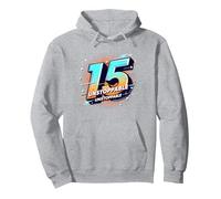 15 & Unstoppable: Cadeau d'anniversaire pour Adolescents Sweat à Capuche, Unisexe pour Adultes, Gris Chiné, L