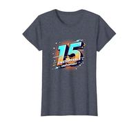 15 & Unstoppable: Cadeau d'anniversaire pour Adolescents T-Shirt, Femme, Bleu Chiné, L