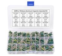 15 Values 225Pcs Aluminum Electrolytic Capacitors High-Frequency Through-Hole Assortment Kit for DIY Projects