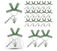 15 Vert Sauge Merci Cadeau Porte Clé Merci Mariage Anniversaire Crèche Baptême Une Communion Noël Voiture Maison Remerciement Pochette En Organza