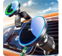 15 W Car Phone Holder For Magsafe, (1.9 Kg) Strong Magnetism, Qi Wireless Car Charger, Air Vent/Dashboard, For Iphone 16/15/14/13/12 Series, Fast, Mini, A33, Black