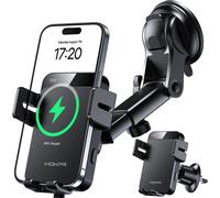15 W Car Phone Holder Induction [Automatic Clamping] Fast Charger Car Induction Air Vent Dashboard Windscreen For Iphone 16/15/14/13/12&samsung S24 S23 S22