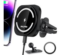 15 W Magnetic Car Phone Holder For Magsafe And Iphone 15/14/13/12 Pro Max Mini, Magnetic Car Phone Holder With Dashboard Holder And Air Vent Clip