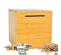 15 x 15 x 15 cm - Tirelire en bois pour adulte - Grande économie sûre - Sans ouvre-boîte à monnaie robuste pour les vacances