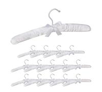 15 x Cintres en Satin, Cintre rembourré Doux pour Vestes, Robes, Crochet Rotatif 360°, Largeur 38 cm, Noeud, Blanc