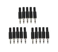15 x Noir Plastique 3,5mm Male Mono Plug Jack Adaptateur Audio Connecteur