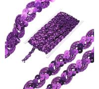 15 Yards 15mm Paillettes Ruban, Sequin Paillette Trim Elastique Ruban De Paillettes Ficelle De Garniture De Paillettes Rubans à Paillettes Pour Bricolage Couture Costumes Artisanat (Violet)