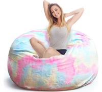 (150×75cm,Couleur claire multicolore)Bean Bag Chair CoverCoussin de chaise en peluche de lapin Housse de pouf multifonctionnelle pour meuble de salon-chambre à coucher (Housse uniquement, Pas de rembo