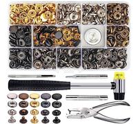 150 Boutons Pression en Métal,Boutons-Pression en Métal de 6 Couleurs avec Trousse à Outils,pour Sacs à Dos de Chemise en Cuir,Ceintures de Sac de Chapeau,Cuir de Bricolage