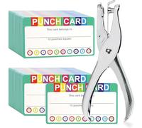 150 cartes perforées, cartes de récompenses avec perforatrice manuelle pour la classe, tableau de récompenses pour les enfants, les étudiants et les enseignants, cartes cadeaux de fidélité, 9 x 5 cm