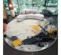 150 cm Tapis Rond Blocs De Couleurs Uniques Vieillis Façon Graffiti Tapis Salon Avec Envers Antidérapant Et Lavable Pour Chambre, Cuisine, Chambre D'enfant, Multicolore Poil Ras Tapis De Marche
