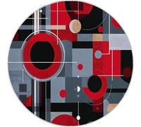 150 cm Tapis Rond pour Chambre à Coucher, Lavable Doux Couleur et antidérapant pour Chambre à Coucher - Tapis Rond à imprimé Moderne Abstrait Géométrique Ligne pour Bureau et entrée